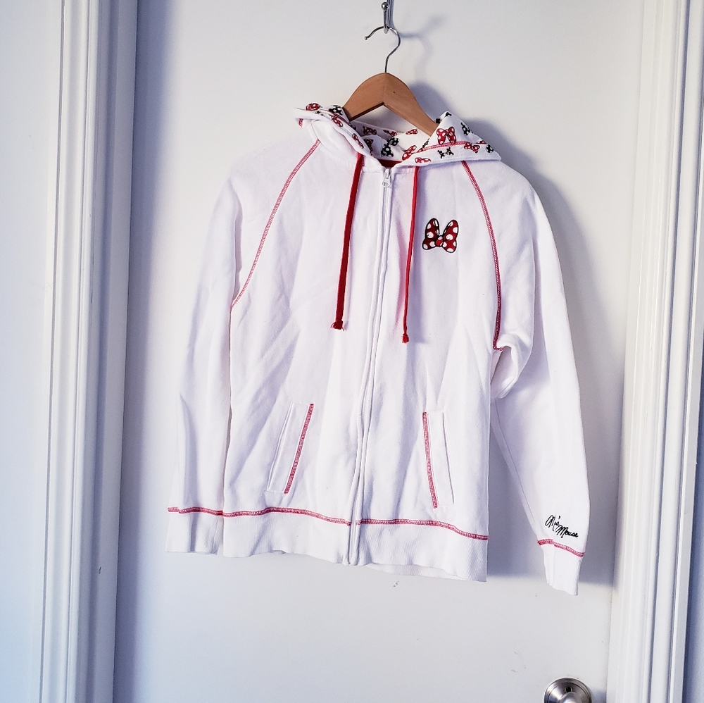 Disney Parks Minnie Mouse Hooded Zip Up Sweater M